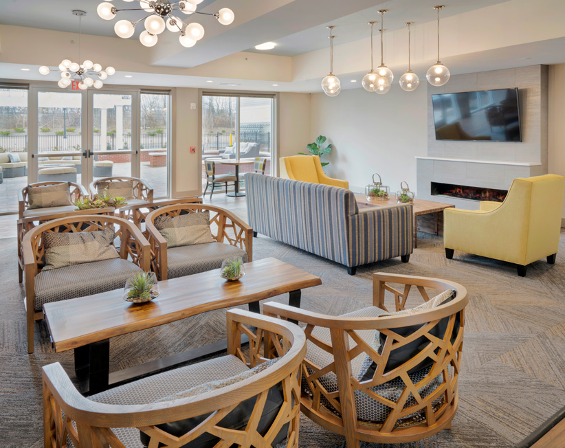interior of lounge area and clubhouse at summit court apartments in union nj