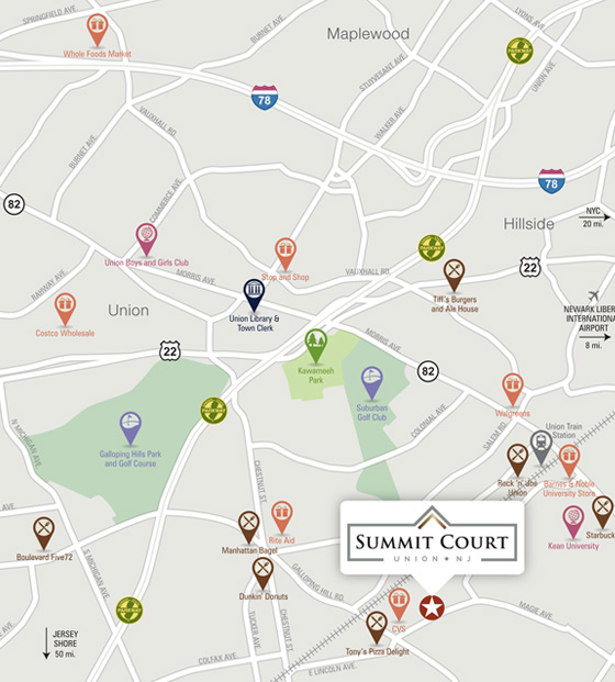 Summit Court Union Luxury Apartments Area Map